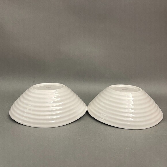 Sophie Conran Portmeirion White Soup Cereal Bowls Ribbed Lot of 2 - Picture 5 of 7
